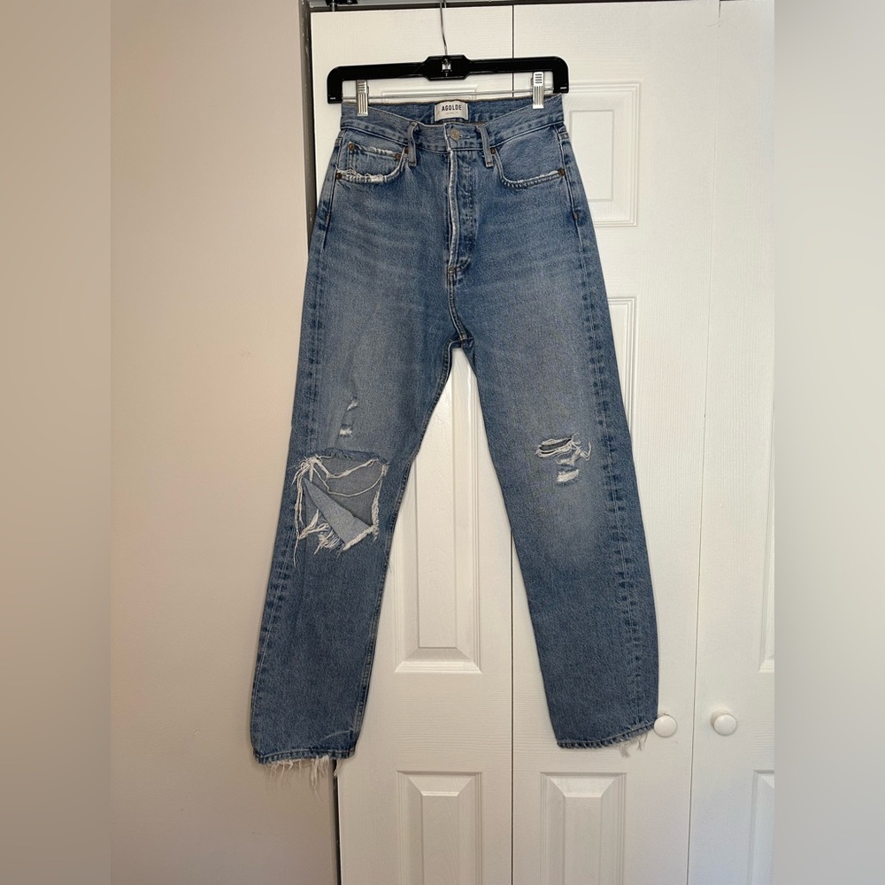 AGOLDE ARITZIA distressed denim straight leg 90s cut size 25